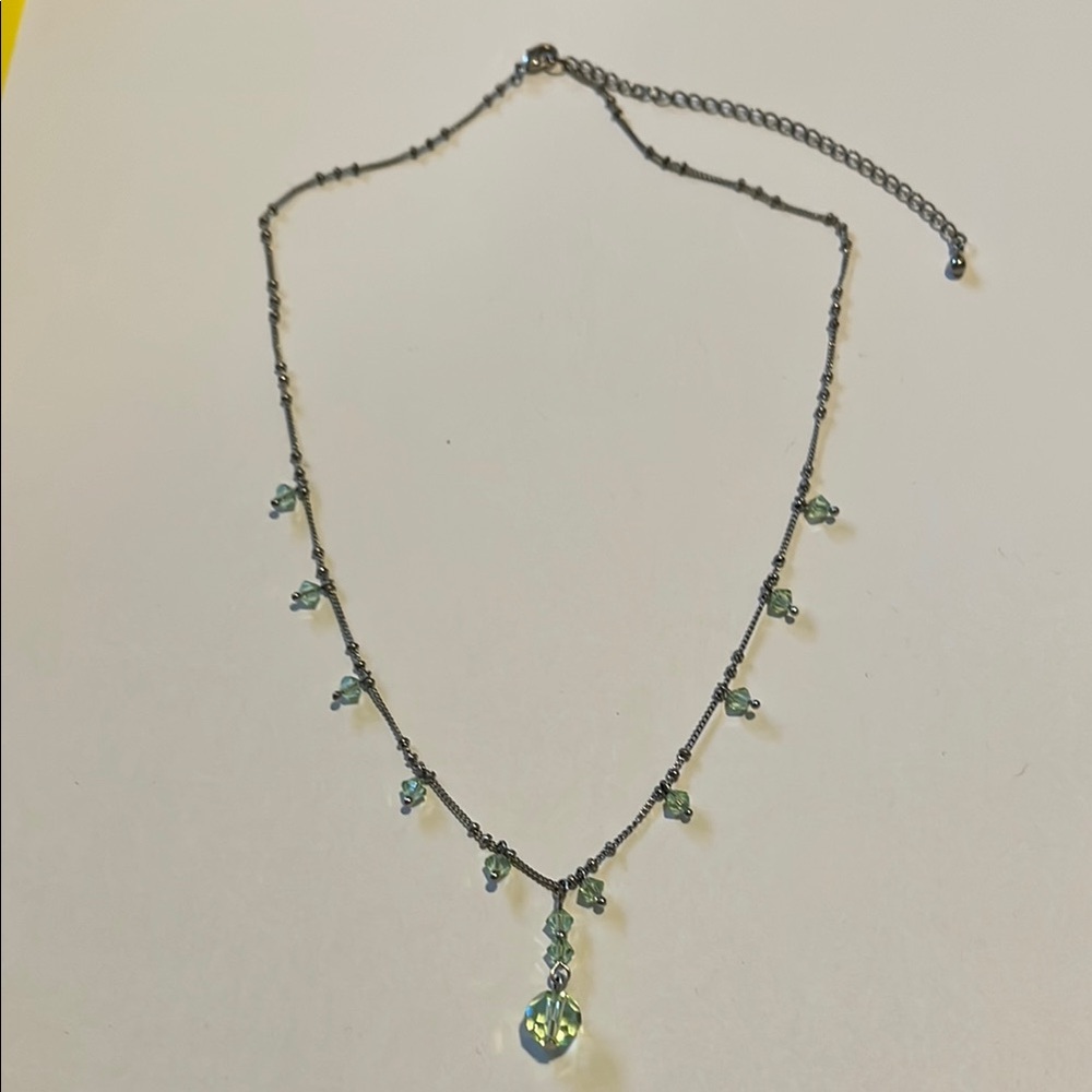 Elegant Silver and Green Necklace